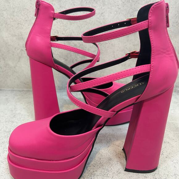 ALICEPUB  Women's Chunky Platform Heels Ankle Strap Square Toe Size 8.5 - Picture 11 of 12